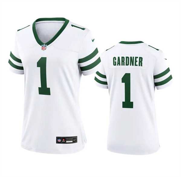 Womens New York Jets #1 Sauce Gardner White 2024 Stitched Jersey Dzhi->women nfl jersey->Women Jersey
